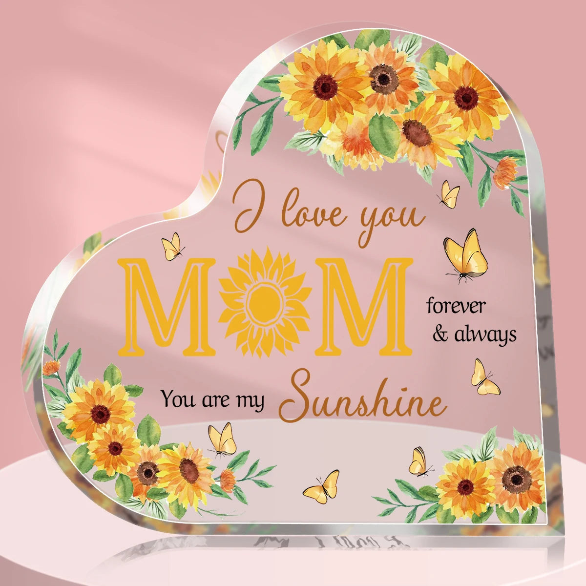 1Pc Mother's Day Birthday Gifts For Mom/mother Transparent Acrylic Heart Plaque Heart-shaped Decoration Sign/Plaque
