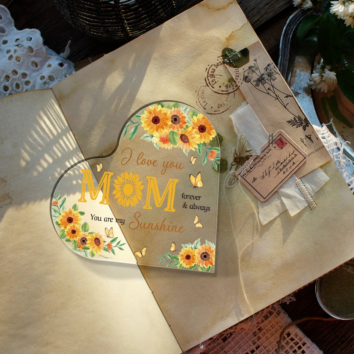 1Pc Mother's Day Birthday Gifts For Mom/mother Transparent Acrylic Heart Plaque Heart-shaped Decoration Sign/Plaque