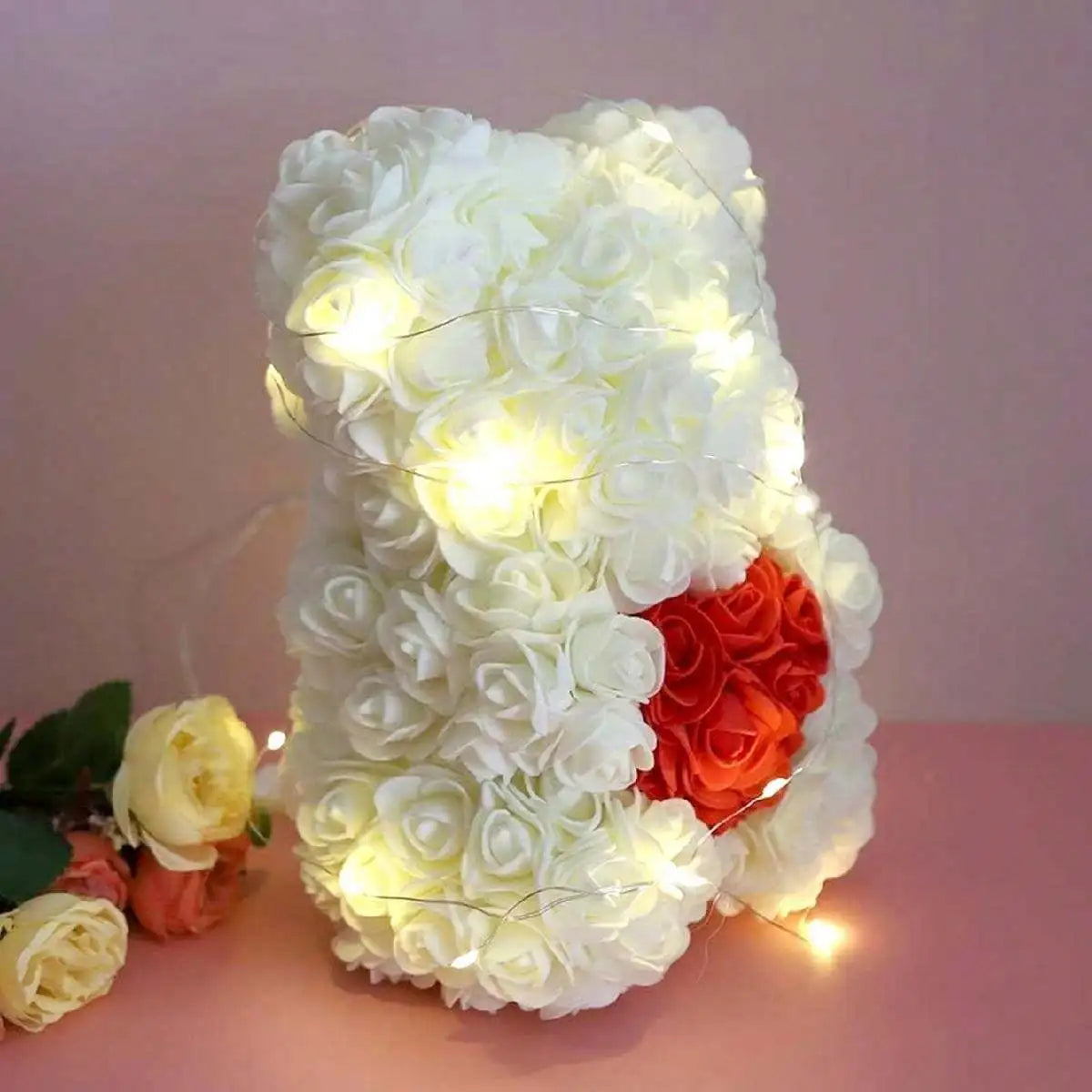 Rose Bear Gifts for Women, 9.8in Mothers Day Rose Teddy Bear Gifts for Women Mom, Artificial Flower Bear Valentines Day