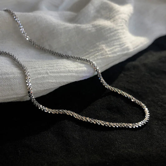 2023 New Popular Silver Colour Sparkling Clavicle Chain Choker Necklace For Women Fine Jewelry Wedding Party Birthday Gift