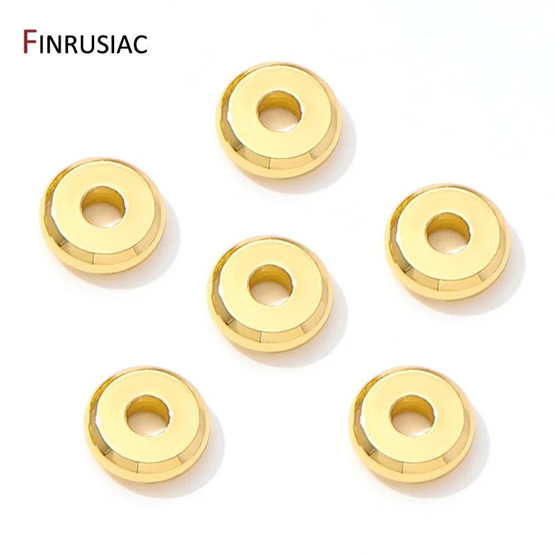 18K Gold Plated Brass Flat Spacer Beads For Bracelet Making Jewelry Fittings,Separators For Beads,DIY Jewellery Making Supplies