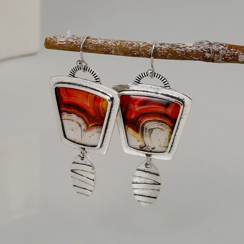 Boho Unique  Earrings For Women Handmade  Ancient Design Natural Drop Hook Earrings Mother Day Gift