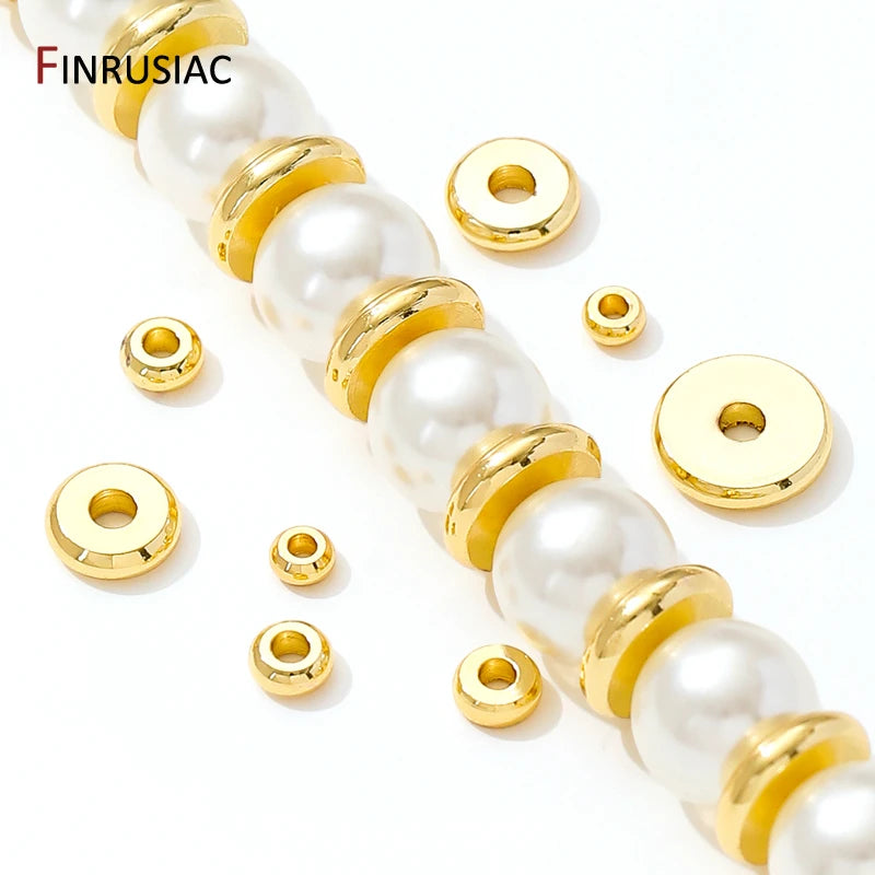 18K Gold Plated Brass Flat Spacer Beads For Bracelet Making Jewelry Fittings,Separators For Beads,DIY Jewellery Making Supplies