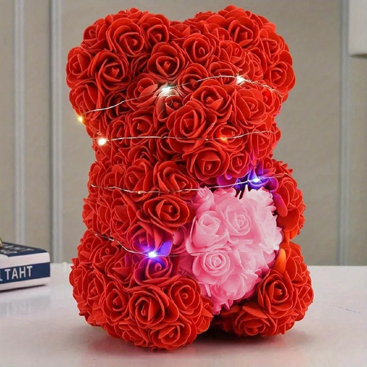 Rose Bear Gifts for Women, 9.8in Mothers Day Rose Teddy Bear Gifts for Women Mom, Artificial Flower Bear Valentines Day