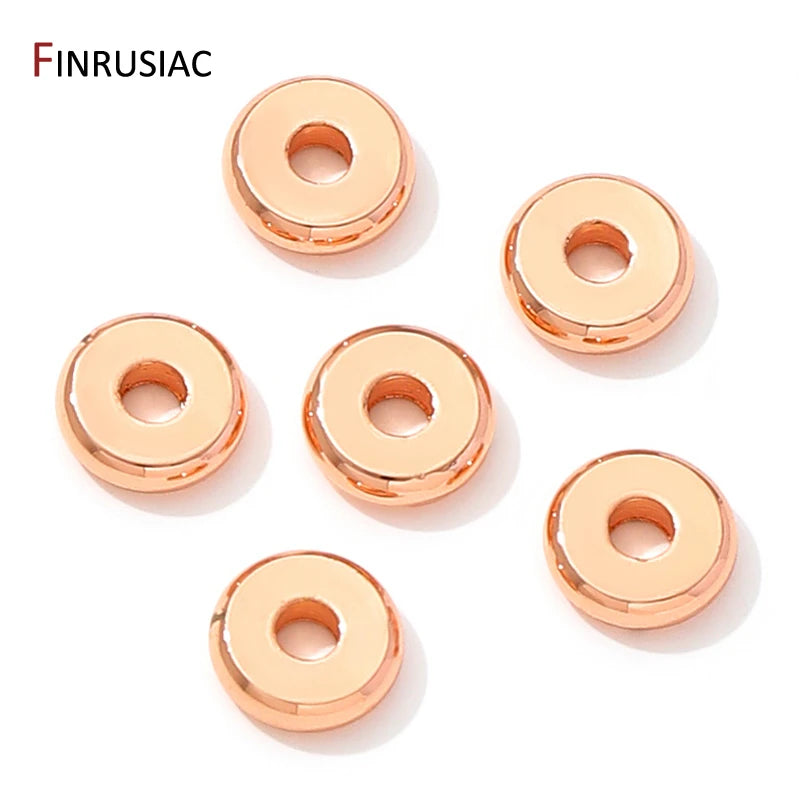 18K Gold Plated Brass Flat Spacer Beads For Bracelet Making Jewelry Fittings,Separators For Beads,DIY Jewellery Making Supplies