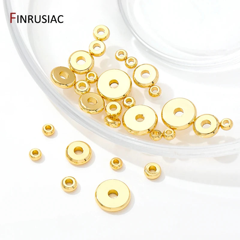 18K Gold Plated Brass Flat Spacer Beads For Bracelet Making Jewelry Fittings,Separators For Beads,DIY Jewellery Making Supplies