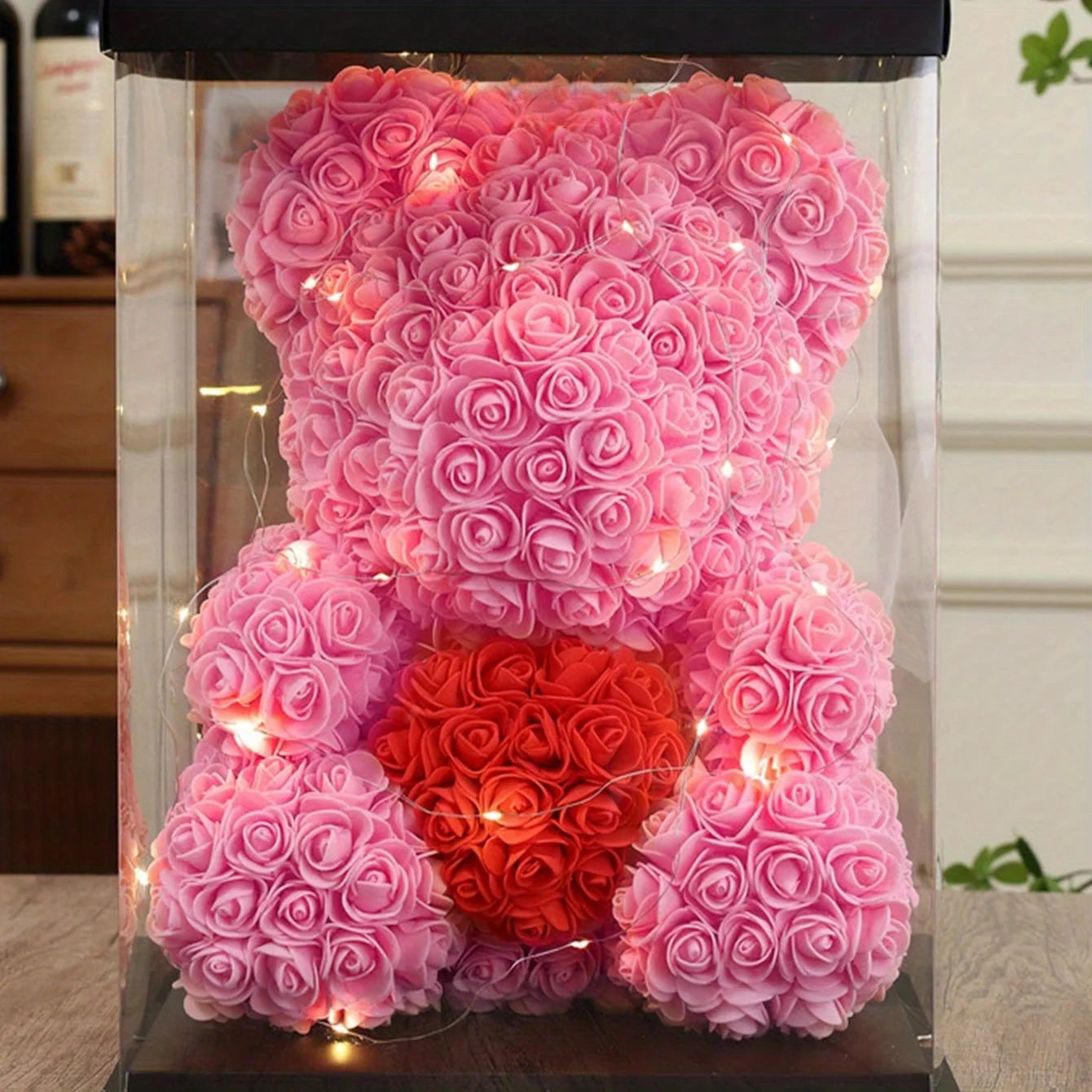 Rose Bear Gifts for Women, 9.8in Mothers Day Rose Teddy Bear Gifts for Women Mom, Artificial Flower Bear Valentines Day
